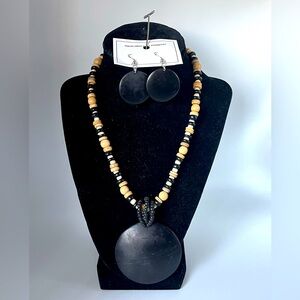 Wood Necklace Earring Set